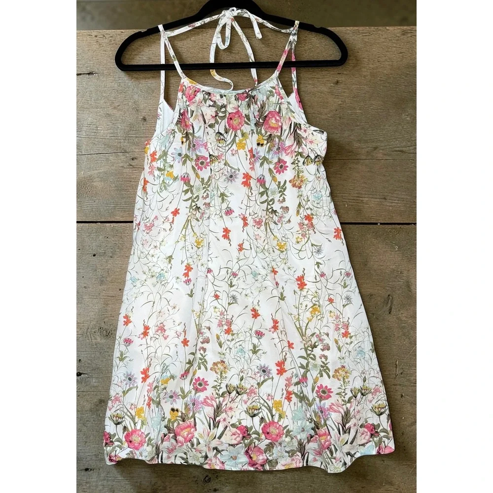 Lots of Love by Speechless Floral Mini Lined Boho Dress Summer White Womens M
